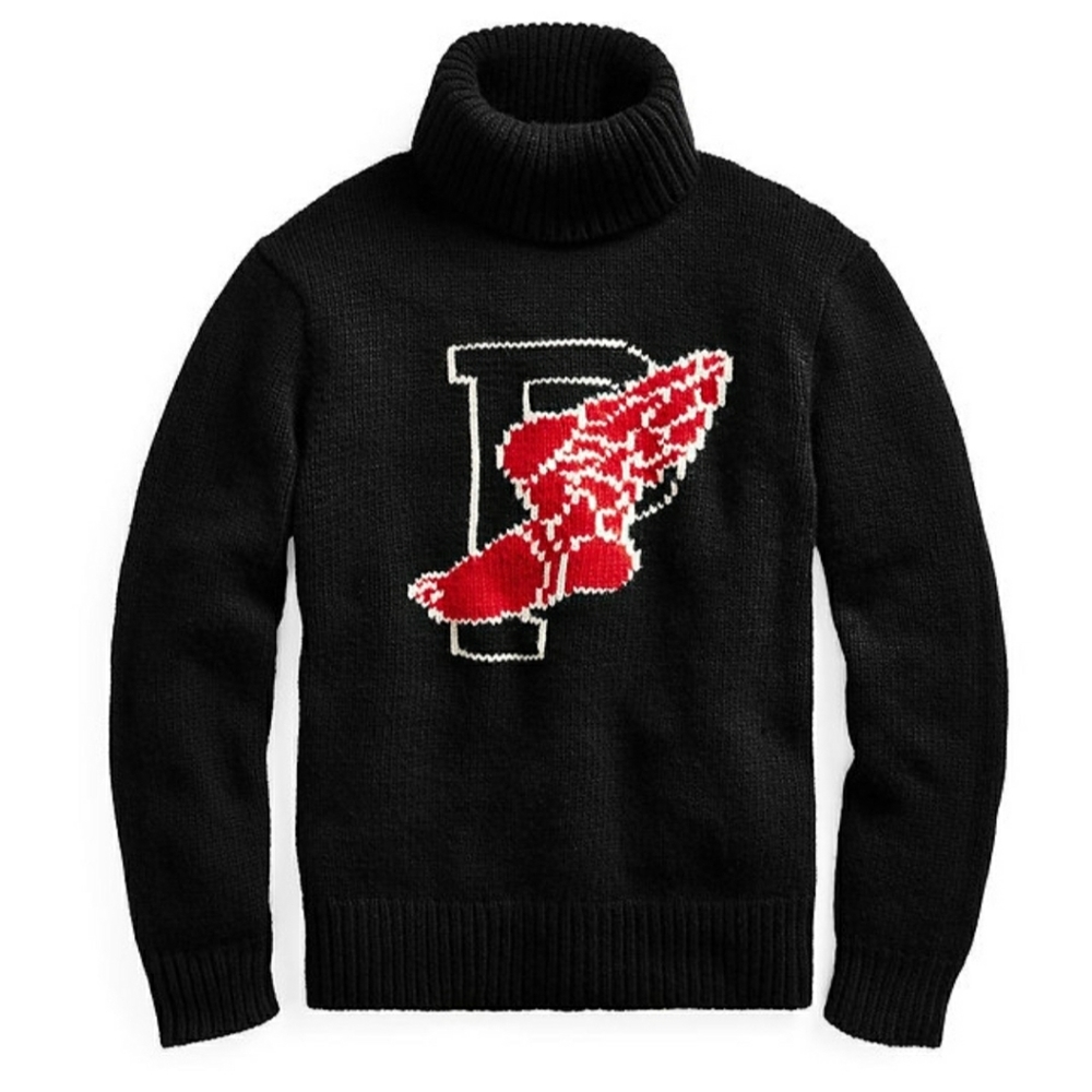 Polo by Ralph Lauren Black Turtleneck Sweater with Red Logo